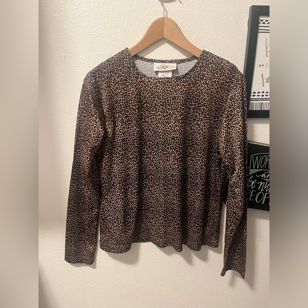 Large leopard print long sleeve top